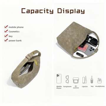 Luxurious Suede Hobo Bag - Women's Woven Leather Shoulder Bag with Spacious Interior (grey)
