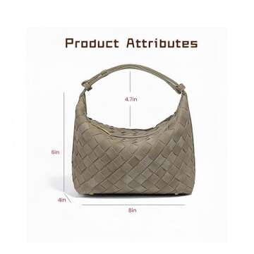 Luxurious Suede Hobo Bag - Women's Woven Leather Shoulder Bag with Spacious Interior (grey)