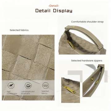 Luxurious Suede Hobo Bag - Women's Woven Leather Shoulder Bag with Spacious Interior (grey)