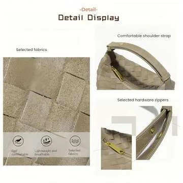 Luxurious Suede Hobo Bag - Women's Woven Leather Shoulder Bag with Spacious Interior (grey)