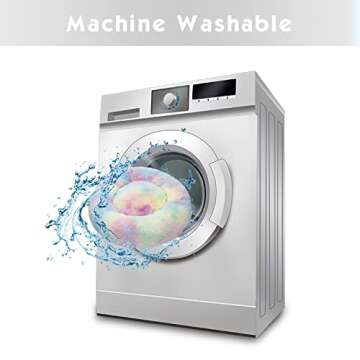 Raimaiso Anti Anxiety Round Fluffy Plush Faux Fur Warm Washable Dog Bed & Cat Bed, Original Bed for Small Medium Large Pets,Used to Relieve Joints and Improve Sleep（20"/24"/27''） (20", Rainbow)