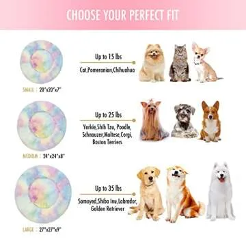 Raimaiso Anti Anxiety Round Fluffy Plush Faux Fur Warm Washable Dog Bed & Cat Bed, Original Bed for Small Medium Large Pets,Used to Relieve Joints and Improve Sleep（20"/24"/27''） (20", Rainbow)