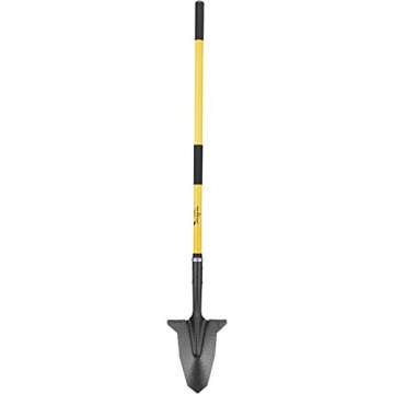 Spear Head Spade Gardening Shovel with 58" Steel-Reinforced Long Fiberglass Handle, Two Cushioned Gr...