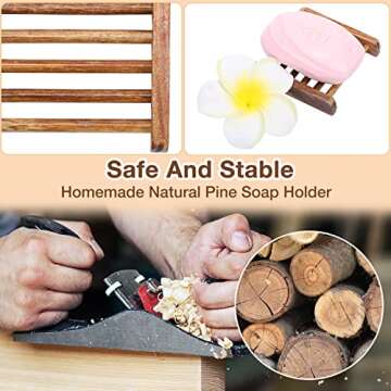 Amyhill 70 Pcs Bamboo Wood Soap Dish Bulk Bathroom Wooden Soap Holder Savers for Bar Self Draining Dishes Hand Craft Tray, 3.3 x 3.3 x 0.67 Inch (Charcoal Color)