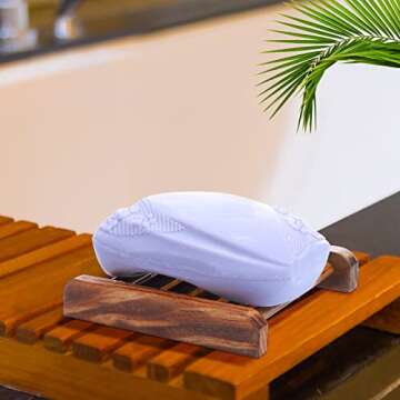 Amyhill 70 Pcs Bamboo Wood Soap Dish Bulk Bathroom Wooden Soap Holder Savers for Bar Self Draining Dishes Hand Craft Tray, 3.3 x 3.3 x 0.67 Inch (Charcoal Color)