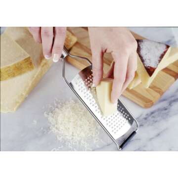 Microplane Professional Series Kitchen Grater Fine for Hard Cheese, Citrus Fruits, Garlic, Chili, Cinnamon and Nutmeg with Stainless Steel Blades - Made in USA