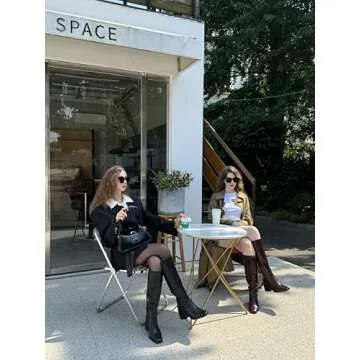 MUCCCUTE Burgundy Knee High Boots for Women - Square Toe Chunky Block Heel Boots with Side Zipper Pull On PU Tall Boots US Size 9