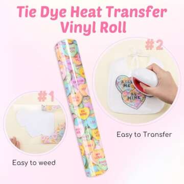 Candy Hearts HTV Vinyl Roll for Custom T-Shirts & Crafts