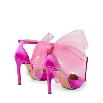 Elegant Women Stiletto Heels with Grosgrain Bows