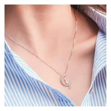 WRISTCHIE Moon Cat Pendant Necklace for Cat Lovers