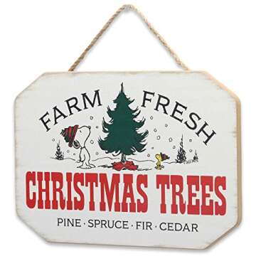 Charming Peanuts Snoopy Farm Fresh Christmas Trees Wall Decor for Holidays