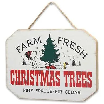 Charming Peanuts Snoopy Farm Fresh Christmas Trees Wall Decor for Holidays