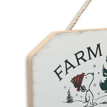 Peanuts Snoopy Farm Fresh Christmas Trees Wood Wall Decor