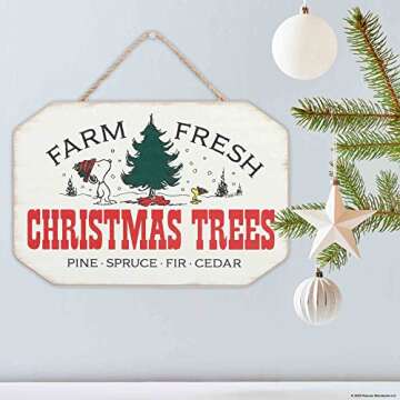 Peanuts Snoopy Farm Fresh Christmas Trees Wood Wall Decor