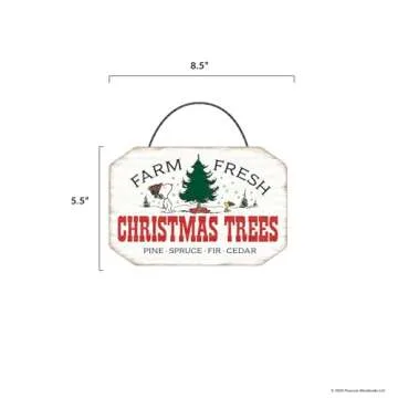 Peanuts Snoopy Farm Fresh Christmas Trees Wood Wall Decor