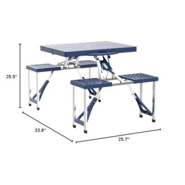 Portable Folding Picnic Table with 4 Seats - Blue