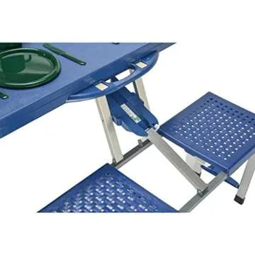 Portable Folding Picnic Table with 4 Seats - Blue