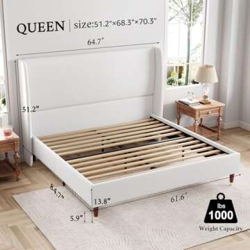 Jocisland Queen Upholstered Bed Frame - Stylish & Sturdy