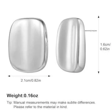 MUYAN Silver Minimalist Square Stud Earrings for Women Trendy Silver Chunky Stud Earrings Everyday Jewelry