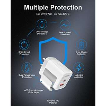 3Pack Dual Port USB-C Wall Plug-in USB Charger, AILKIN 20W Power Delivery + QC3.0 USB A Double Port Fast Charging Block for iPhone 15 14 13 12 Pro Max 14 Pro 12 Mini 16 Pro Max 16 Plus 16 SE X XS Cube