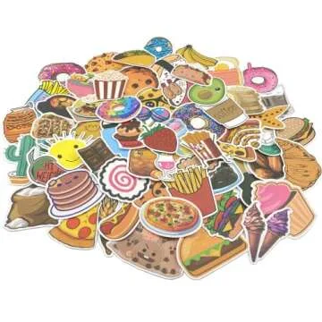 Cute Food Vinyl Stickers Pack for Water Bottles, Waterproof, Matte, 200 Pieces