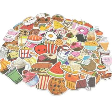Cute Food Vinyl Stickers Pack for Water Bottles, Waterproof, Matte, 200 Pieces