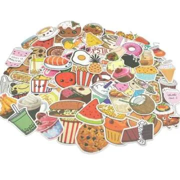 Cute Food Vinyl Stickers Pack for Water Bottles, Waterproof, Matte, 200 Pieces
