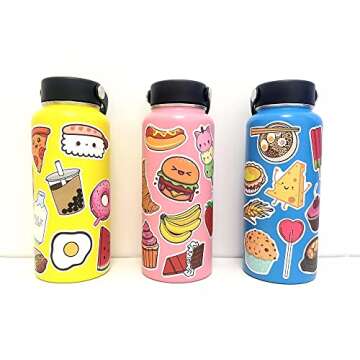 Cute Food Vinyl Stickers Pack for Water Bottles, Waterproof, Matte, 200 Pieces