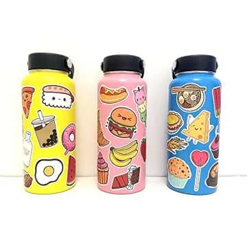 Cute Food Vinyl Stickers Pack for Water Bottles, Waterproof, Matte, 200 Pieces