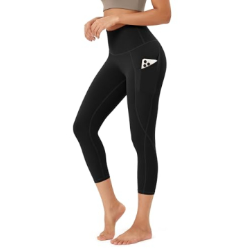 ODODOS Women's High Waisted Cropped Yoga Leggings with Pockets - Tummy Control & Comfort