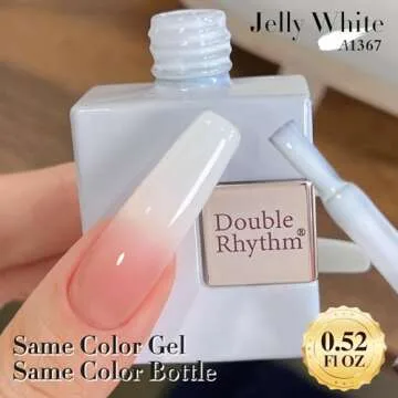 Double Rhythm Translucent Gel Polish Sheer Neutral Natural Light Milky Same Color Same Bottle 15ML Jelly Nail Polish Nail Art DIY at Home (Milky White-A1367)