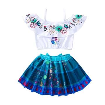 ATIMIGO Encanto Girls Swimsuit Mirabel Two Pieces Ruffle Bathing Suit Princess Summer Beach Tankini ...