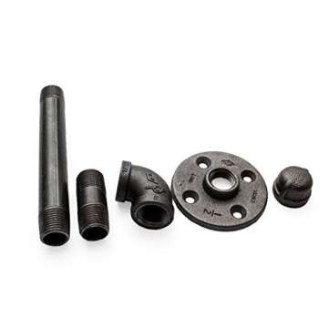 DIY CARTEL Industrial Pipe Toilet Paper Tissue Holder - Black Iron - Commercial/Heavy Duty - Style : Modern, Minimalist, Rustic, Steampunk, Farmhouse, and Industrial Furniture (1 roll Holder)