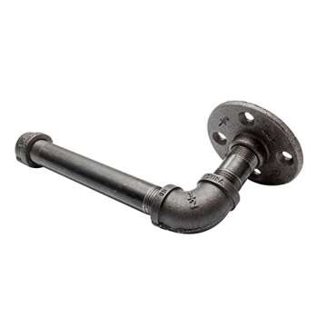 DIY CARTEL Industrial Pipe Toilet Paper Tissue Holder - Black Iron - Commercial/Heavy Duty - Style : Modern, Minimalist, Rustic, Steampunk, Farmhouse, and Industrial Furniture (1 roll Holder)