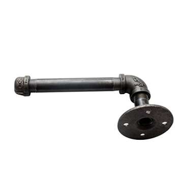 DIY CARTEL Industrial Pipe Toilet Paper Tissue Holder - Black Iron - Commercial/Heavy Duty - Style : Modern, Minimalist, Rustic, Steampunk, Farmhouse, and Industrial Furniture (1 roll Holder)