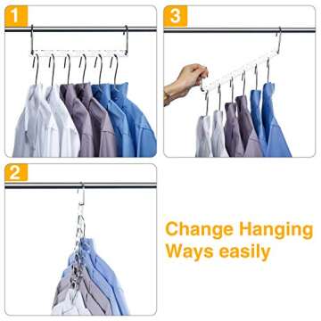 HOUSE DAY 10.5 Inch Closet Space Saving Wardrobe Clothing Magic Hangers Oragnizer Heavy Chrome Hange...