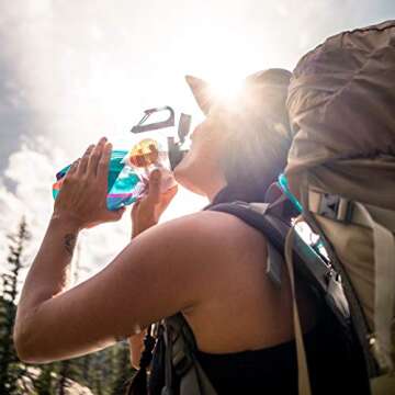 Platypus DuoLock SoftBottle Flexible Water Bottle, Blue Peaks, 0.75-Liter