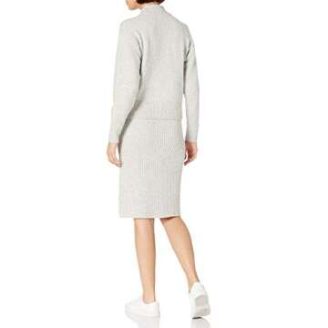 Daily Ritual Women's Cozy Boucle Cropped Crewneck Sweater & Pencil Skirt Set, Grey Heather, Large