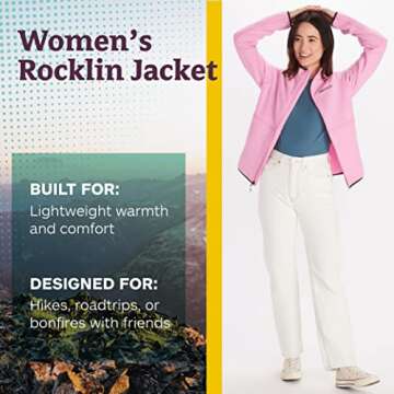 MARMOT Women's Rocklin Full-Zip Jacket, Warm Lightweight Fleece, Wild Orchid, Medium