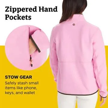 MARMOT Women's Rocklin Full-Zip Jacket, Warm Lightweight Fleece, Wild Orchid, Medium
