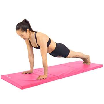 ProsourceFit Tri-Fold Folding Exercise Mat - Pink