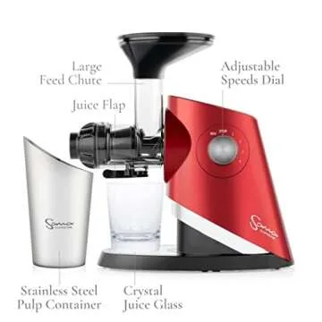 Sana 727 Supreme Cold Press Masticating Juicer | Large Batch | Non-Stop Juicing | 4 Speed Brushless ...