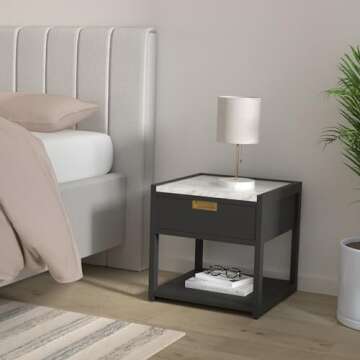 SAFAVIEH Couture Home Collection Adeline Black 1-Drawer Lower Shelf Nightstand Table (Fully Assembled)