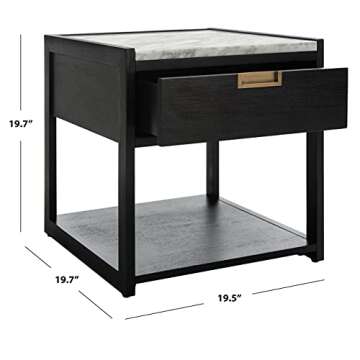 SAFAVIEH Couture Home Collection Adeline Black 1-Drawer Lower Shelf Nightstand Table (Fully Assembled)