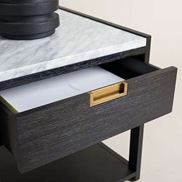 SAFAVIEH Couture Home Collection Adeline Black 1-Drawer Lower Shelf Nightstand Table (Fully Assembled)