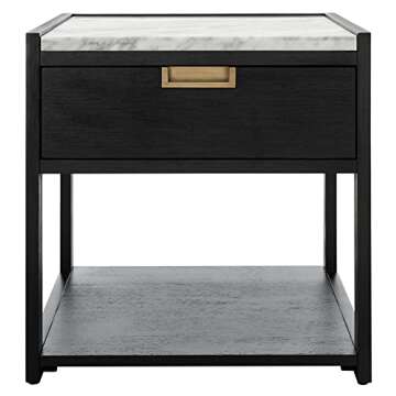 SAFAVIEH Couture Home Collection Adeline Black 1-Drawer Lower Shelf Nightstand Table (Fully Assembled)