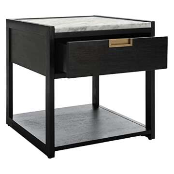 SAFAVIEH Couture Home Collection Adeline Black 1-Drawer Lower Shelf Nightstand Table (Fully Assembled)