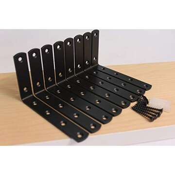 8 Pcs Steel Heavy Duty L Corner Brace Joint Angle Bracket Shelf Bracket Wall Hanging with Screws 125...