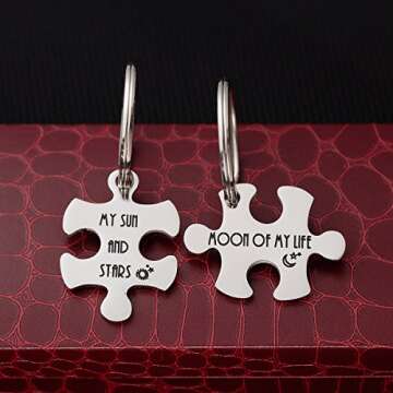 Haoflower Couples Puzzle Pendant Keychain for Lovers