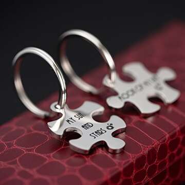 Haoflower Couples Puzzle Pendant Keychain for Lovers